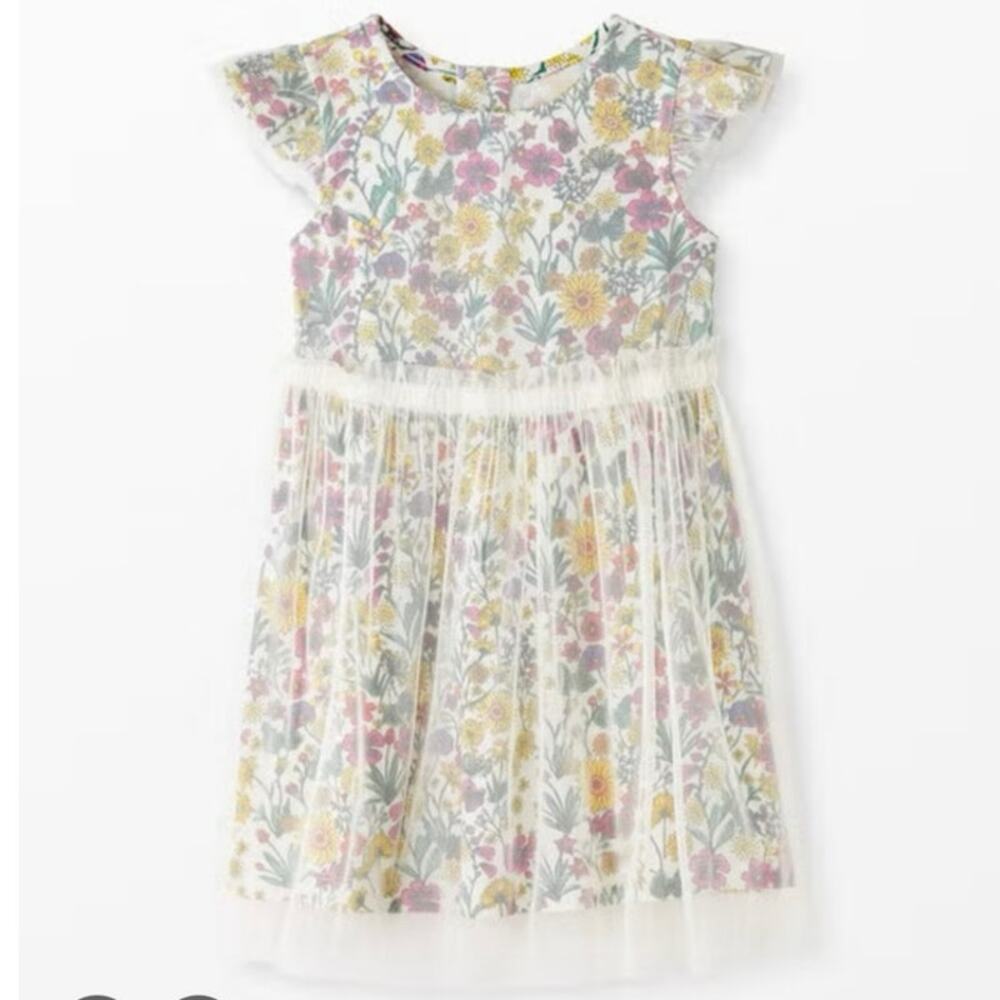 Hanna Andersson Floral Tulle Dress in Yellow, Pink, Green